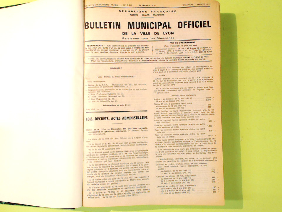 BULLETIN MUNICIPAL OFFICIEL DE LA VILLE DE LYON 1973 - immagine 2