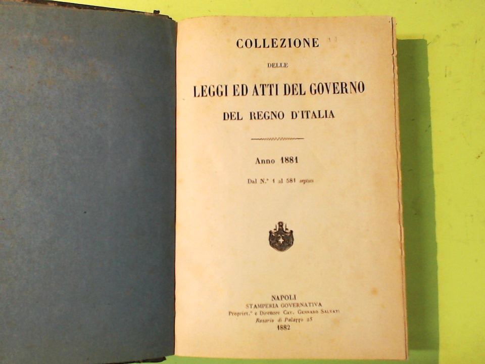 COLLEZIONE DELLE LEGGI ED ATTI DEL GOVERNO DEL REGNO D'ITALIA 1881 - immagine 2
