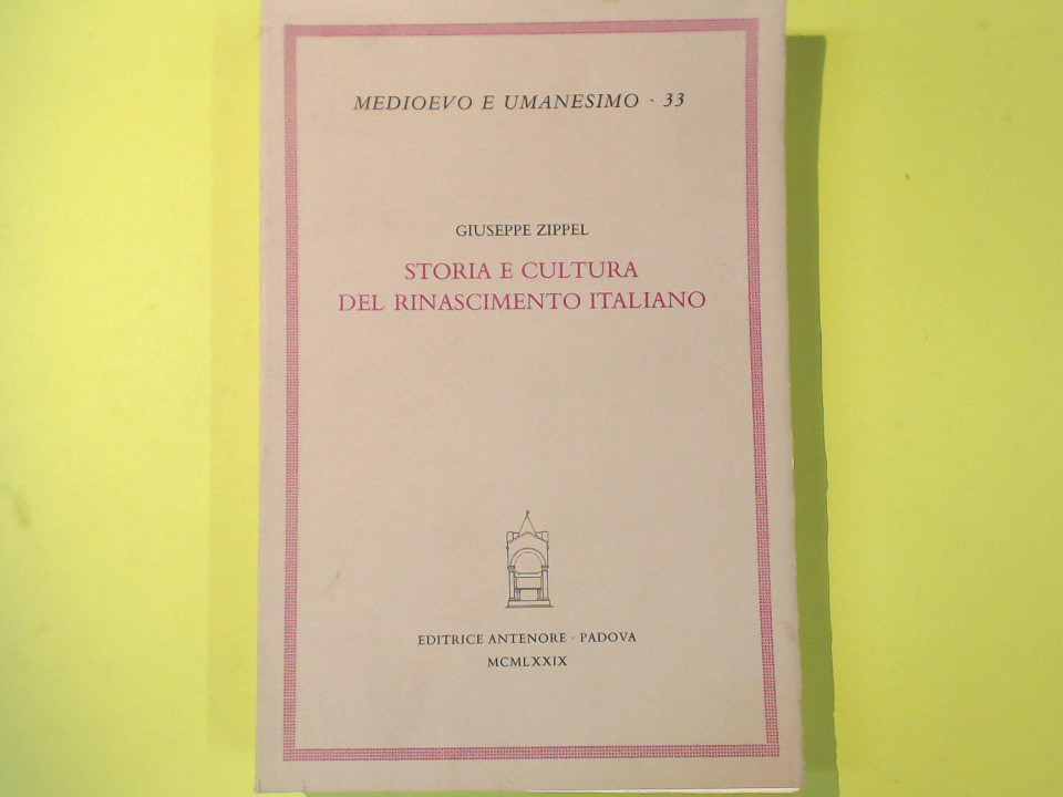 STORIA E CULTURA DEL RINASCIMENTO ITALIANO