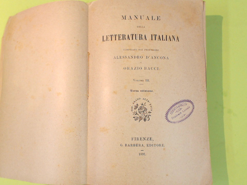MANUALE DELLA LETTERATURA ITALIANA VOL III