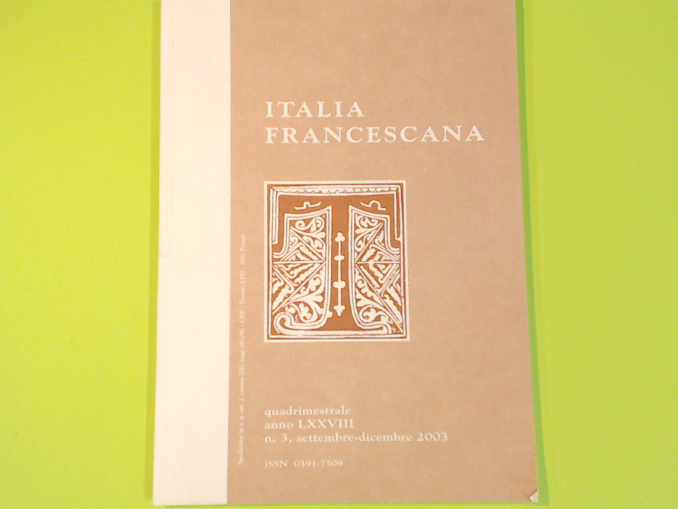 ITALIA FRANCESCANA SETTEMBRE DICEMBRE 2003 N. 3