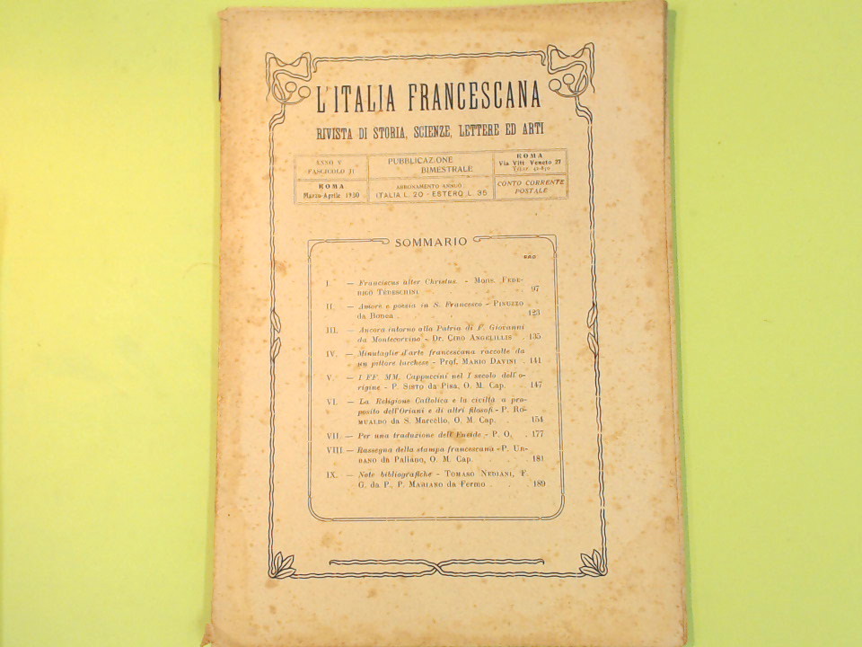L'ITALIA FRANCESCANA MARZO APRILE 1930 N. 2