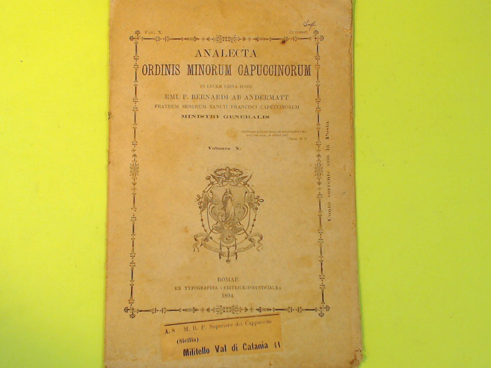 ANALECTA ORDINIS MINORUM CAPUCCINORUM VOL X FASC X