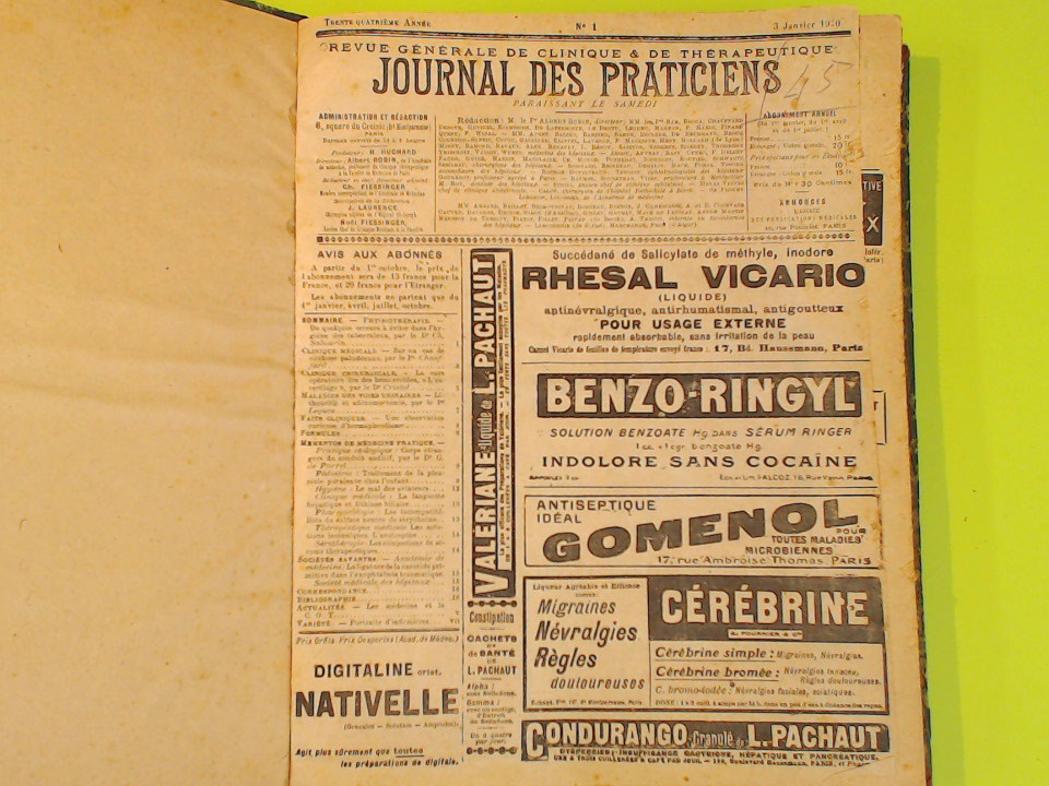 JOURNAL DES PRATICIENS 1920 FASC. 1-26 - immagine 2