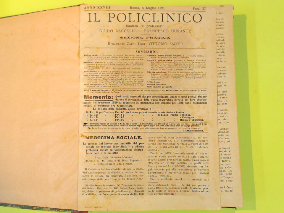 IL POLICLINICO SEZIONE PRATICA FASC. 27-51 1921 - immagine 2