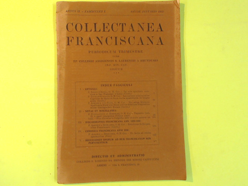 COLLECTANEA FRANCISCANA JANUARIO 1932 FASC. I