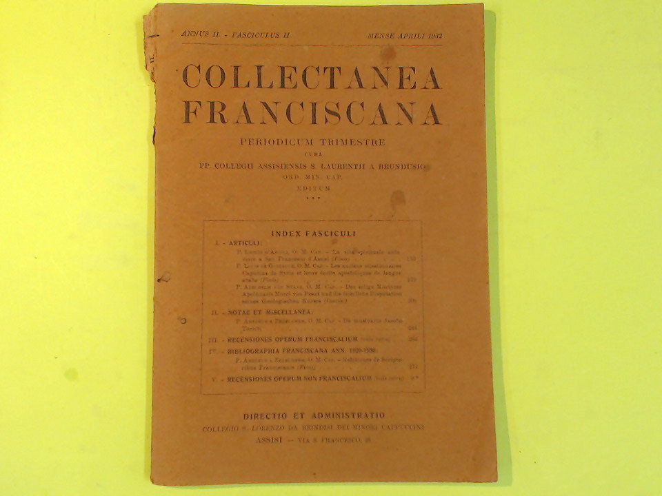 COLLECTANEA FRANCISCANA MENSE APRILI 1932 FASC. II