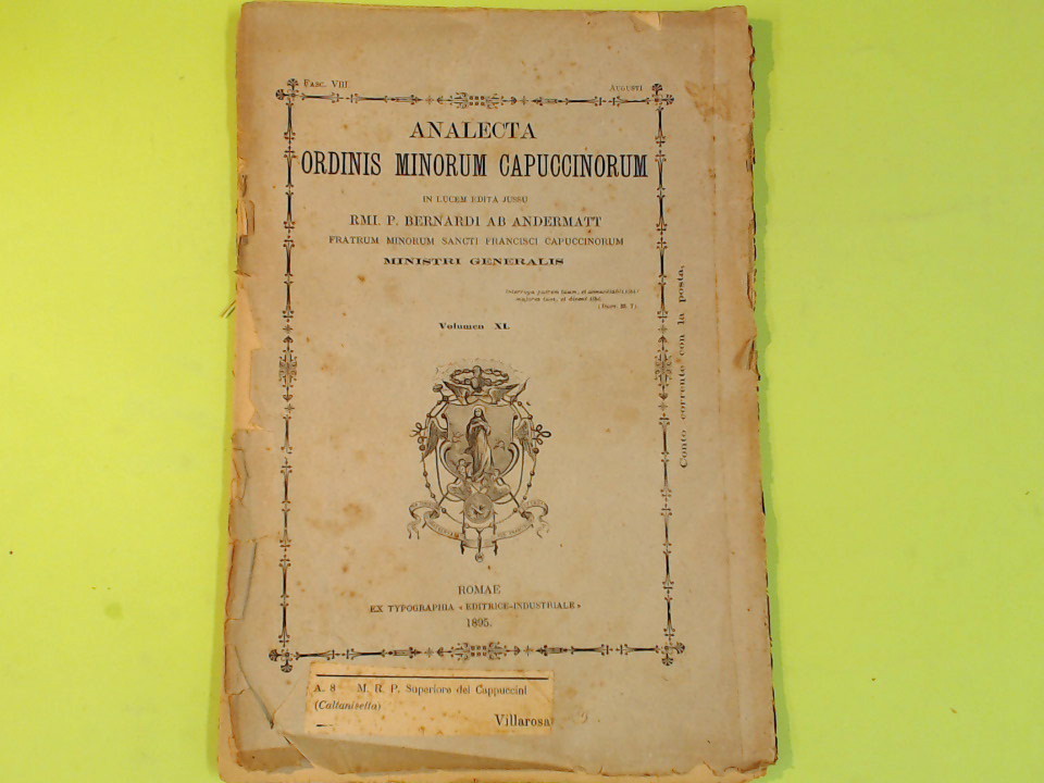 ANALECTA ORDINIS MINORUM CAPUCCINORUM VOL XI AUGUSTI 1895