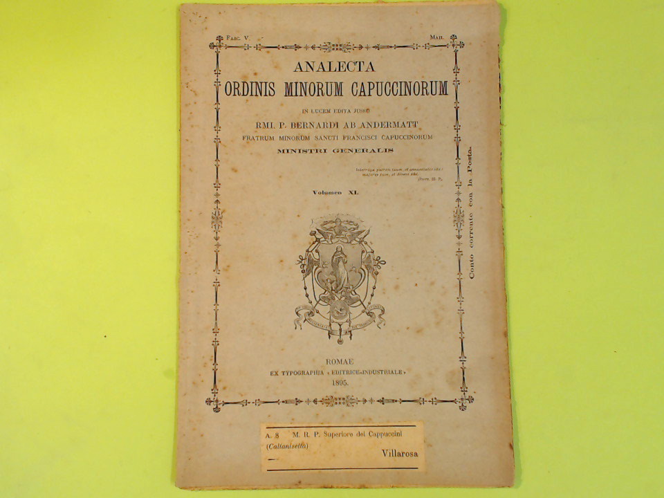 ANALECTA ORDINIS MINORUM CAPUCCINORUM VOL XI MAII 1895