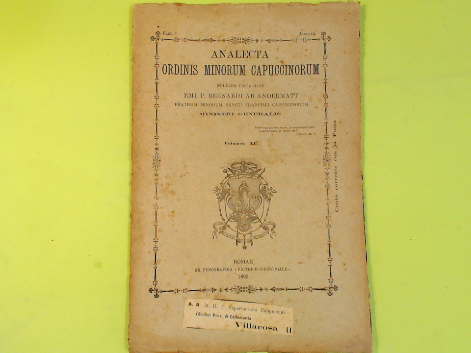 ANALECTA ORDINIS MINORUM CAPUCCINORUM VOL XI JANUARII 1895