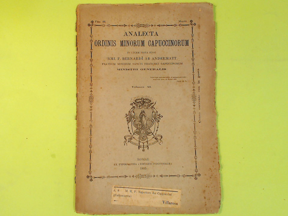 ANALECTA ORDINIS MINORUM CAPUCCINORUM VOL XI MARTII 1895