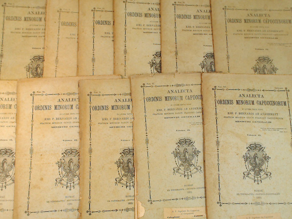 ANALECTA ORDINIS MINORUM CAPUCCINORUM VOL IX ANNATA 1893 MANCA IL FASC. IV