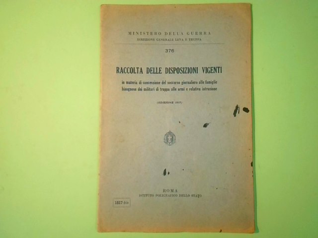 RACCOLTA DELLE DISPOSIZIONI VIGENTI SOCCORSO GIORNALIERO FAMIGLIE