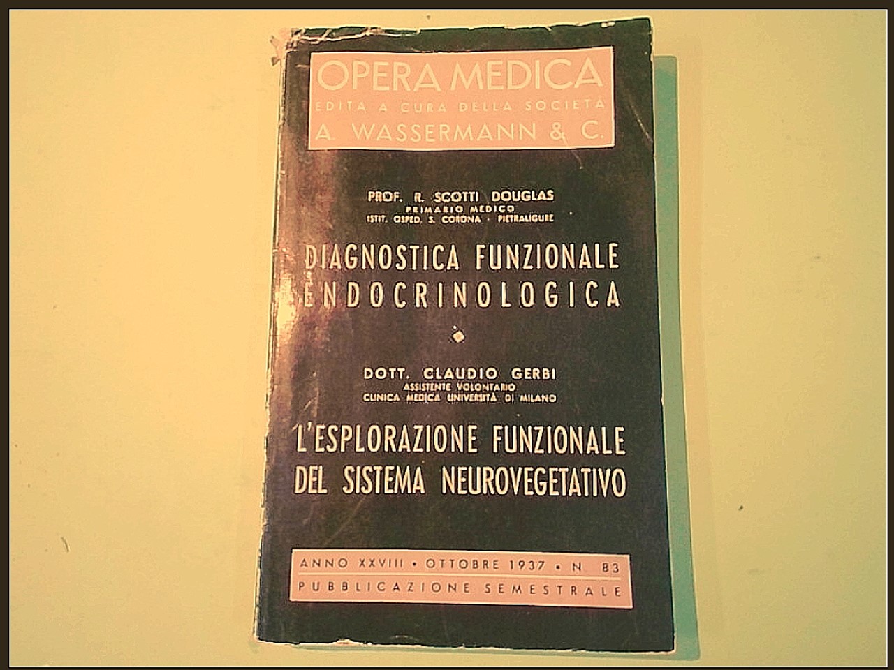 DIAGNOSTICA FUNZIONALE ENDOCRINOLOGICA OPERA MEDICA OTTOBRE 1937 N. 83