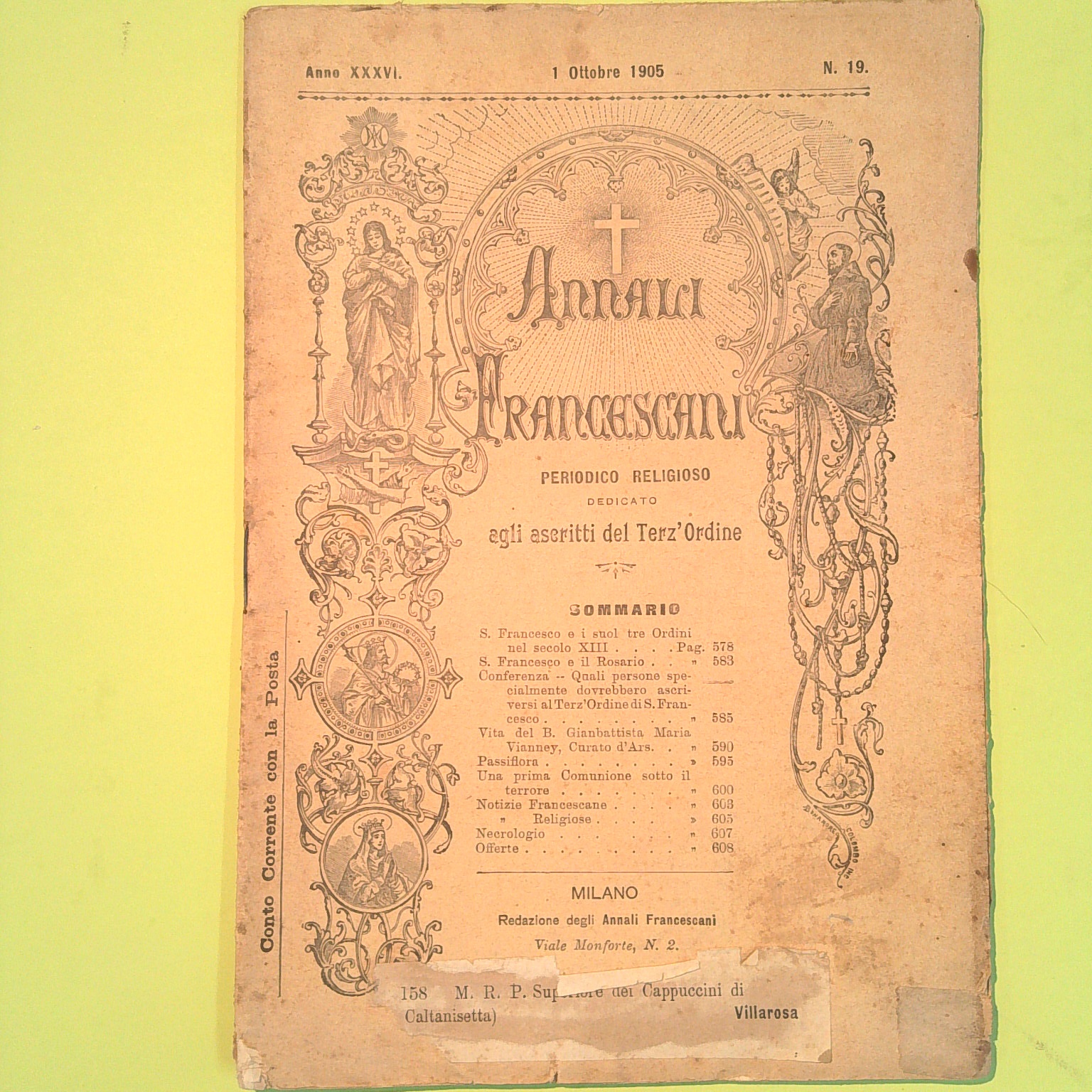 ANNALI FRANCESCANI OTTOBRE 1905 N. 19