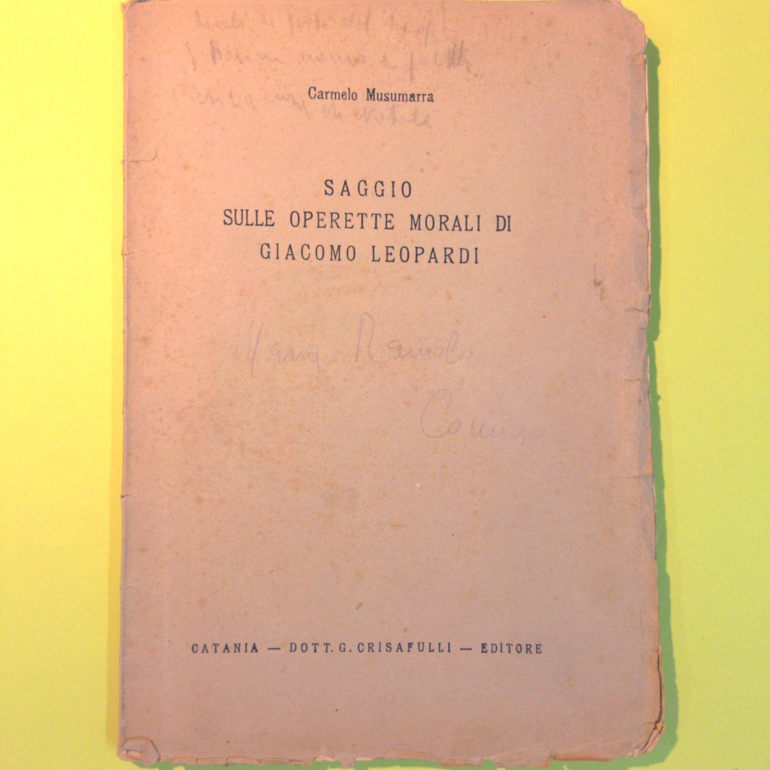 SAGGIO SULLE OPERETTE MORALI DI GIACOMO LEOPARDI