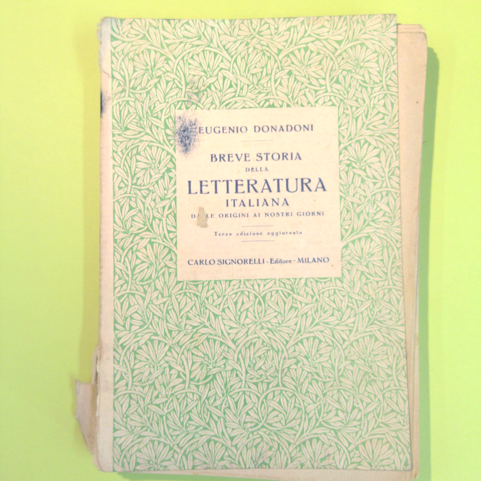BREVE STORIA DELLA LETTERATURA ITALIANA