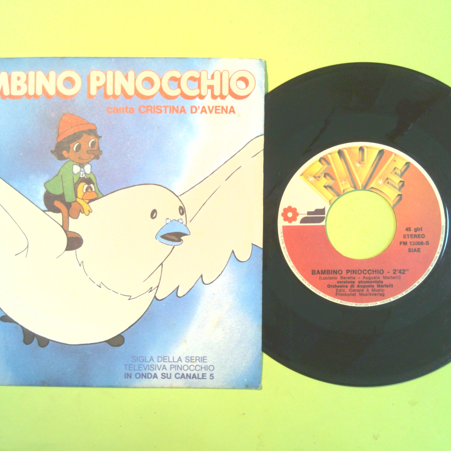 BAMBINO PINOCCHIO CRISTINA D'AVENA DISCO 45 GIRI FM 13008 - immagine 2