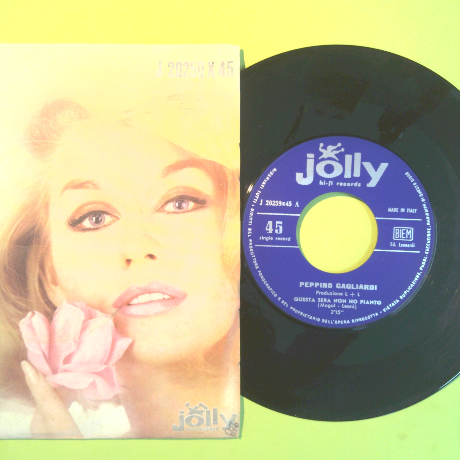 QUESTA SERA NON HO PIANTO/DEVO PARLARTI PEPPINO GAGLIARDI 45 GIRI J 20259 - immagine 2