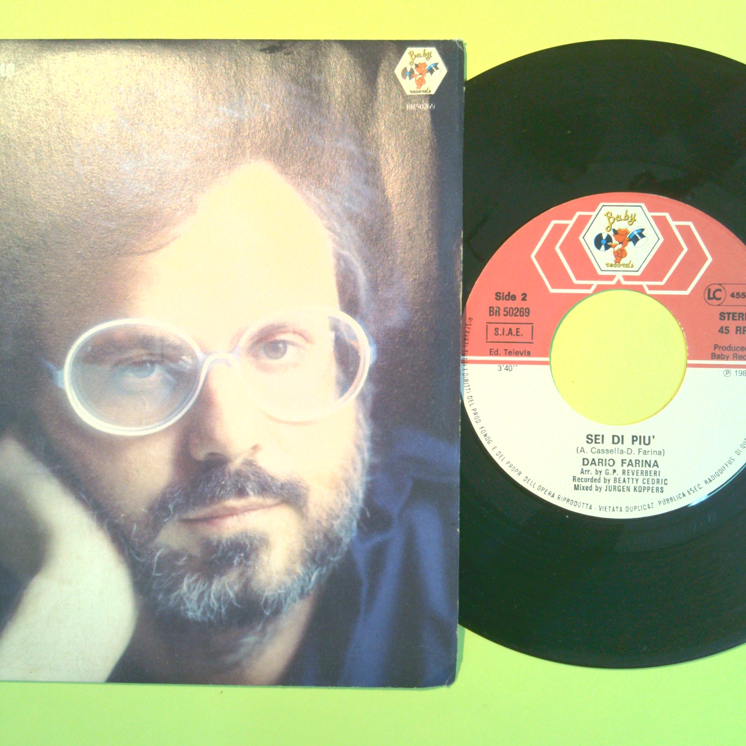 SEI LA SOLA CHE AMO/SEI DI PIÙ DARIO FARINA 45 GIRI BR 50269 1982 - immagine 2