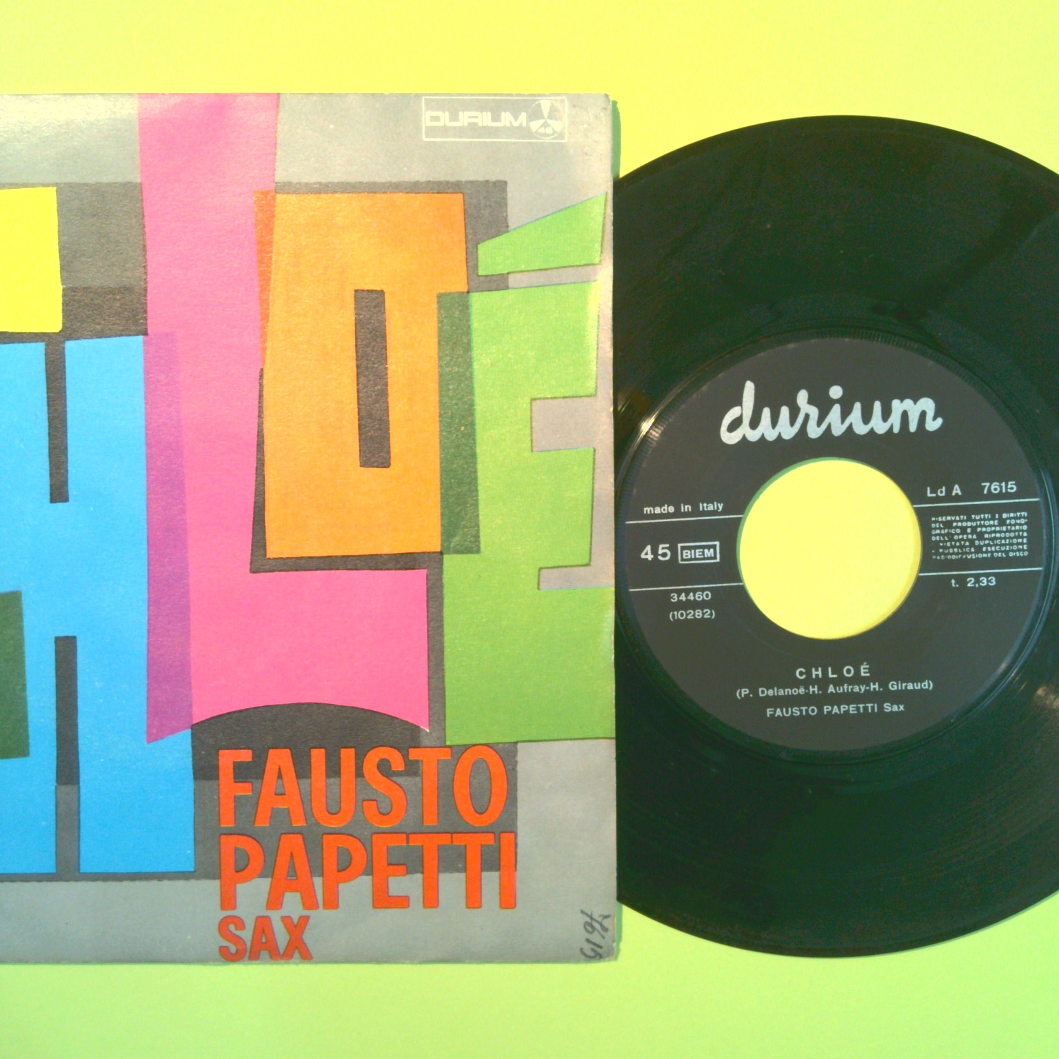 CHLOÉ/MANHA DE CARNAVAL FAUSTO PAPETTI DISCO 45 GIRI DURIUM LD A 7615 - immagine 2