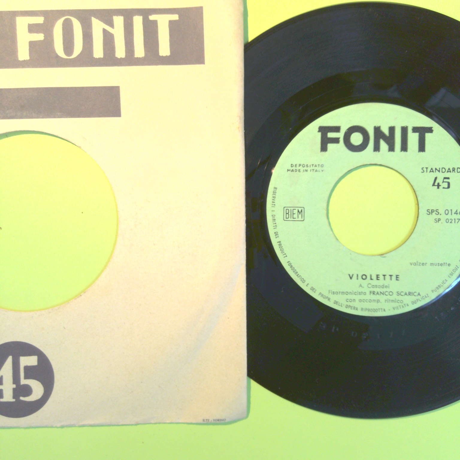 VIOLETTE/LORENCITA FRANCO SCARICA DISCO 45 GIRI SPS 0146 1960 - immagine 2