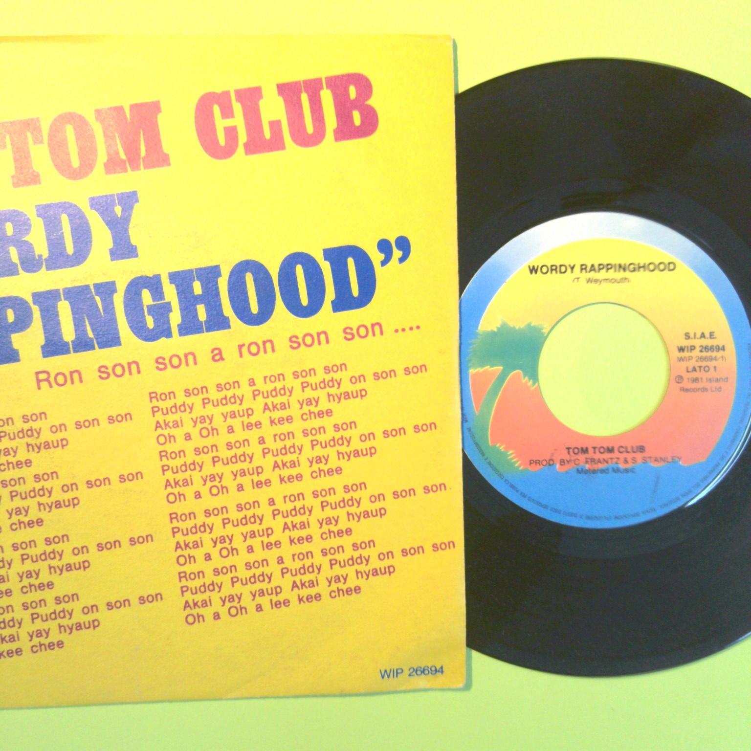 WORDY RAPPINGHOOD TOM TOM CLUB DISCO 45 GIRI WIP 26694 1981 - immagine 2