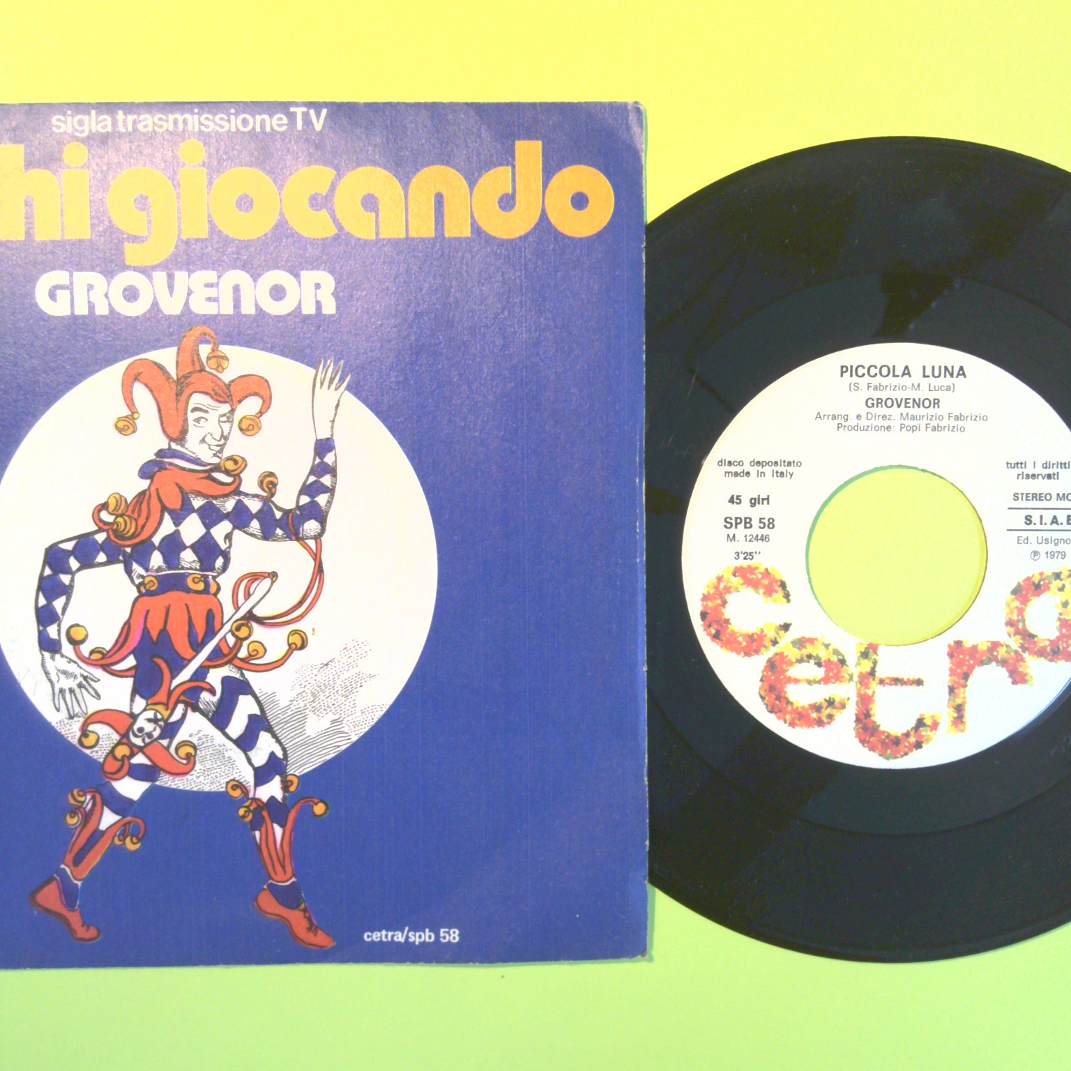 GIOCHI GIOCANDO/PICCOLA LUNA GROVENOR DISCO 45 GIRI CETRA SPB 58 1979 - immagine 2