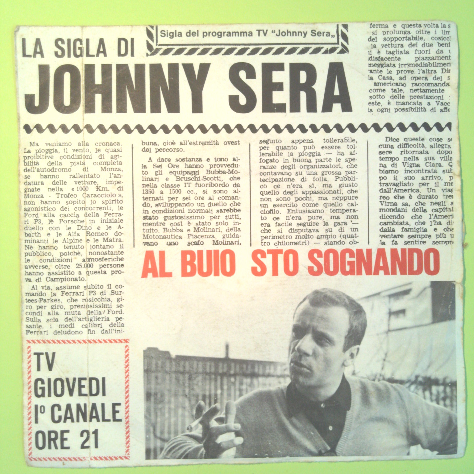 AL BUIO STO SOGNANDO/A FOGGY DAY JOHNNY DORELLI 45 GIRI CGD N 9622