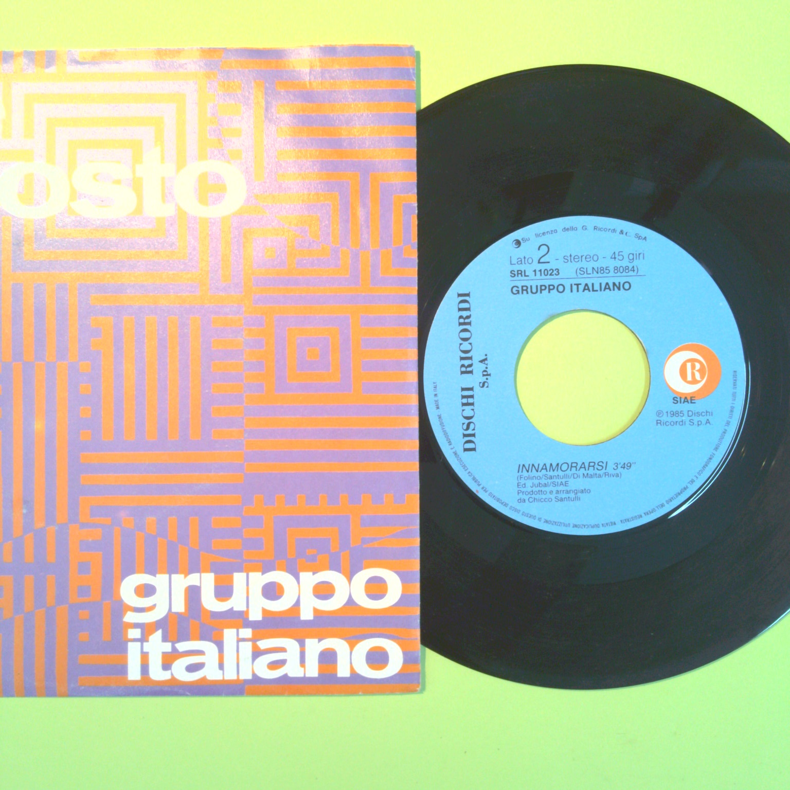 SOLE D'AGOSTO/INNAMORARSI GRUPPO ITALIANO 45 GIRI SRL 11023 1985 - immagine 2