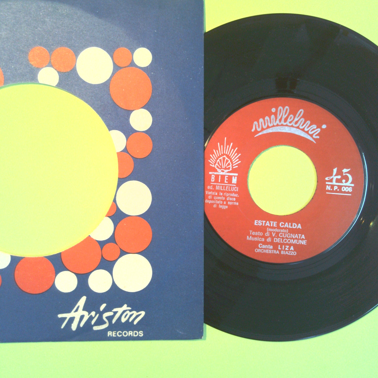 ESTATE CALDA/L'HO TROVATO LIZA 45 GIRI MILLELUCI N P 005 - immagine 2