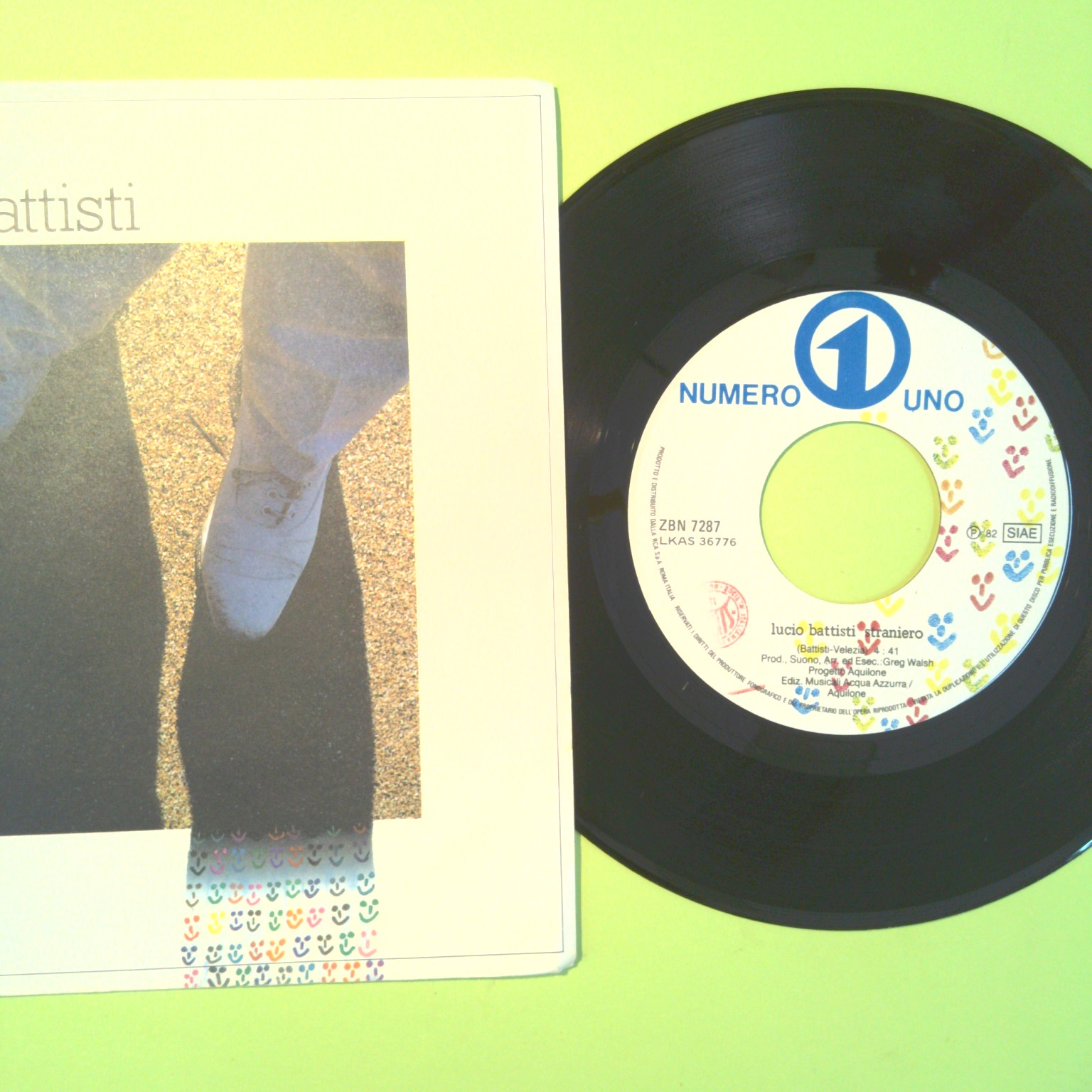 E GIÀ/STRANIERO LUCIO BATTISTI 45 GIRI ZBN 7287 1982 - immagine 2