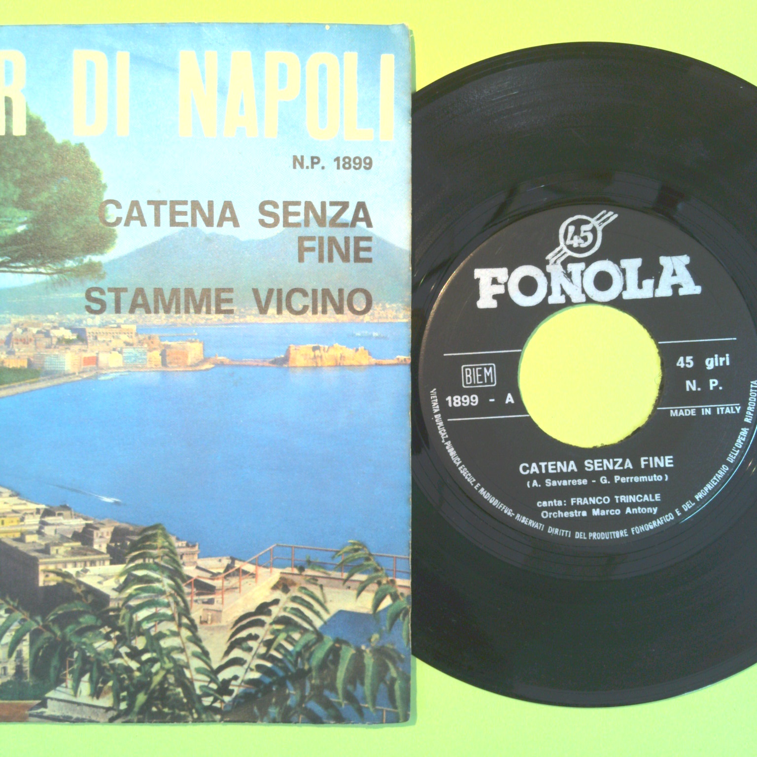 CATENA SENZA FINE/STAMME VICINO SOUVENIR DI NAPOLI TRINCALE 45 GIRI N.P. 1899 - immagine 2