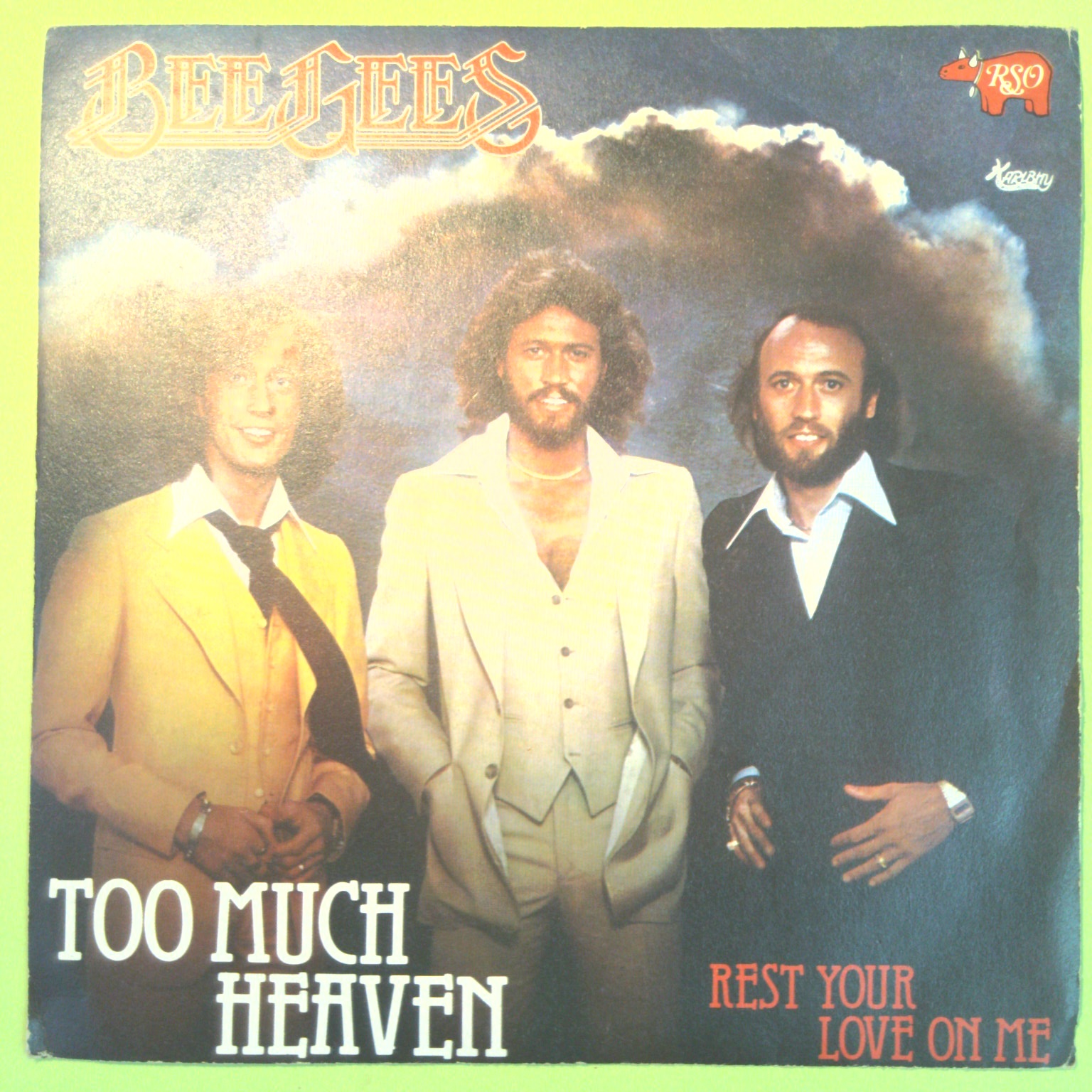 TOO MUCH HEAVEN/REST YOUR LOVE ON ME BEE GEES 45 GIRI RSO 2090 331 1978