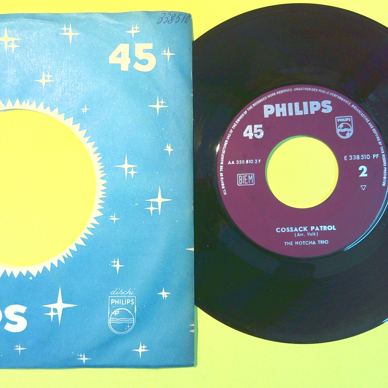 COSSACK PATROL/LE GRISBI 45 GIRI PHILIPS EE 338 510 PF 1962 - immagine 2