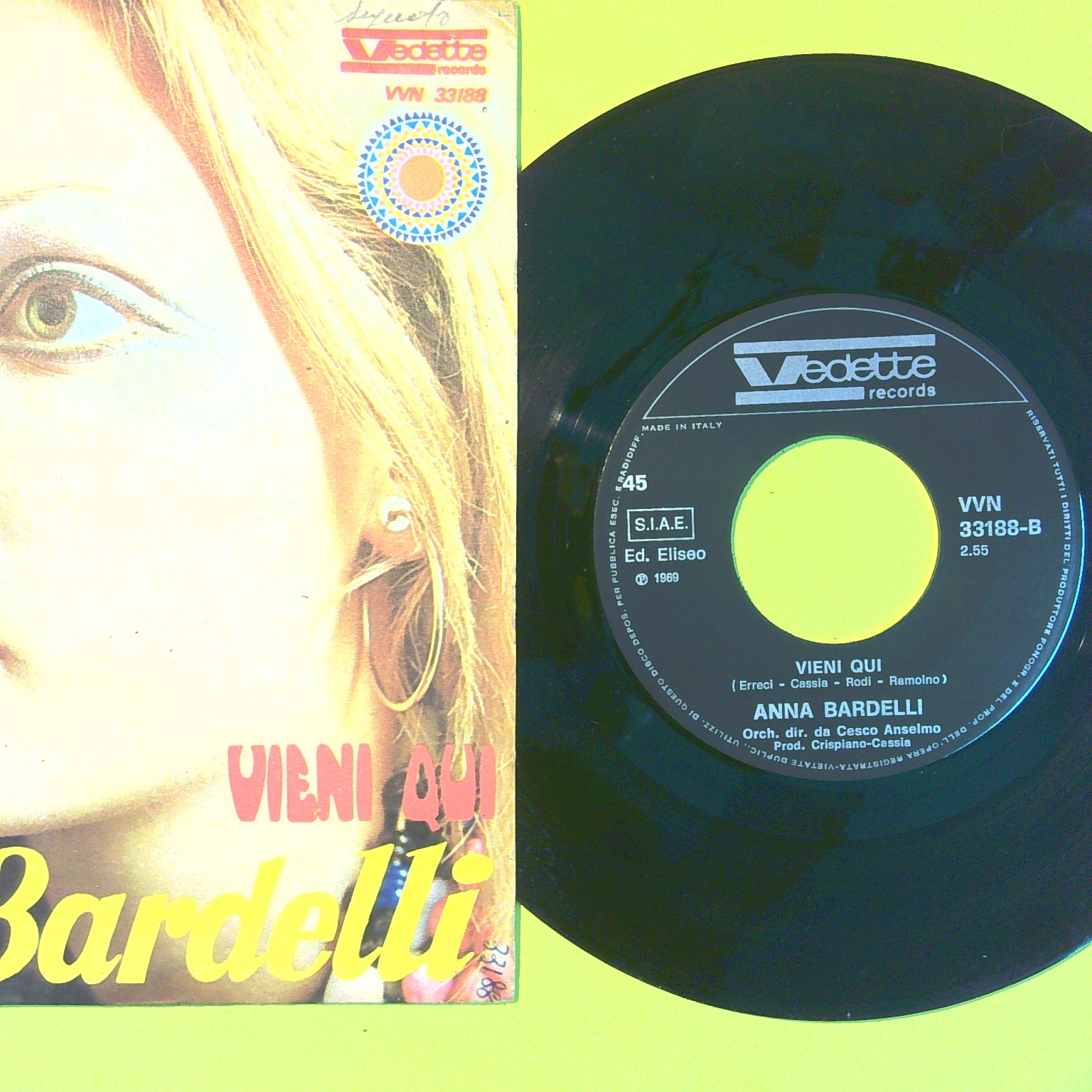 MA DOVE VAI VESTITO DI BLU?/VIENI QUI ANNA BARDELLI 45 GIRI VVN 33188 1970 - immagine 2