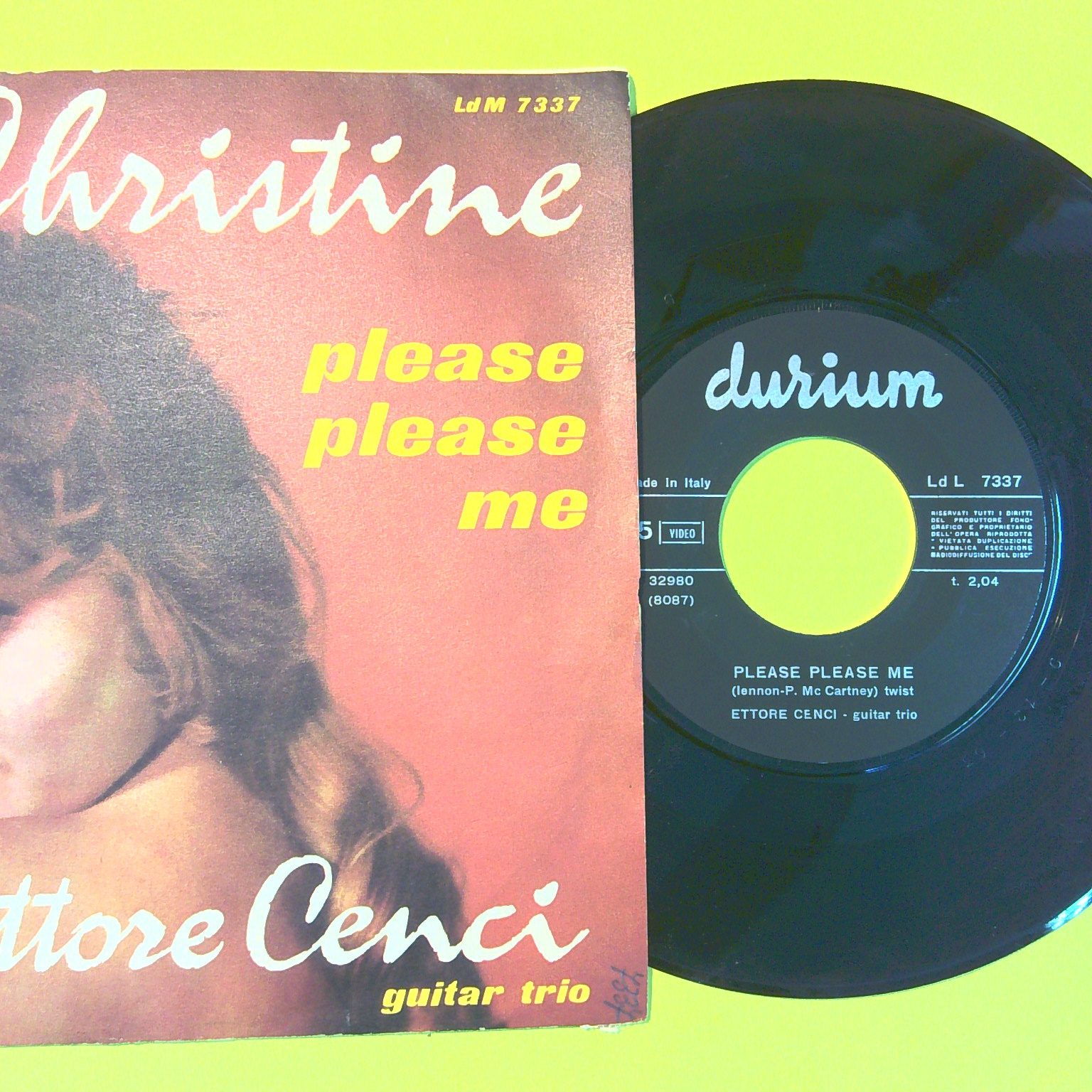 CHRISTINE/PLEASE PLEASE ME ETTORE CENCI 45 GIRI LD M 7337 1963 - immagine 2