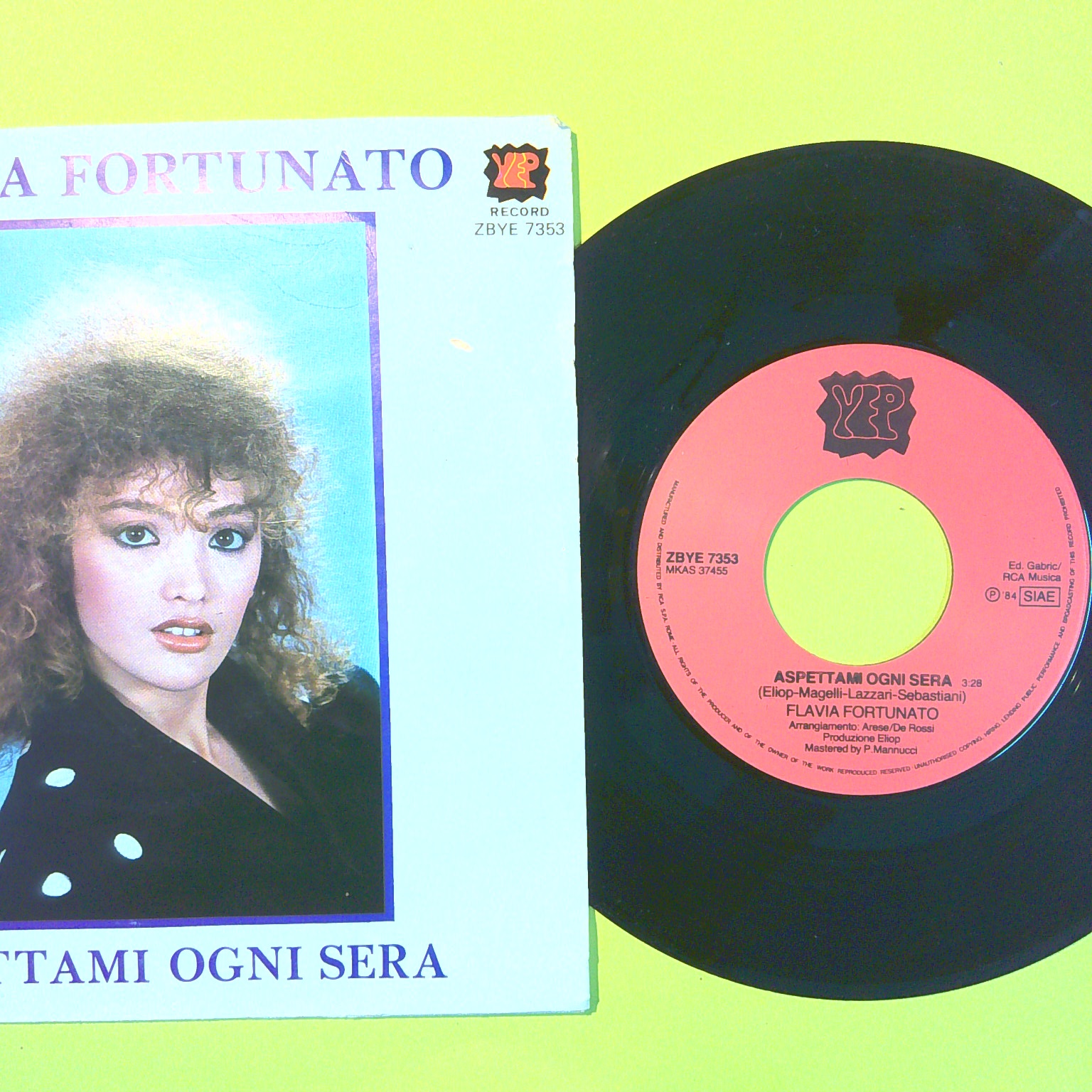 ASPETTAMI OGNI SERA/STELLA DI CHI FLAVIA FORTUNATO 45 GIRI ZBYE 7353 1984 - immagine 2