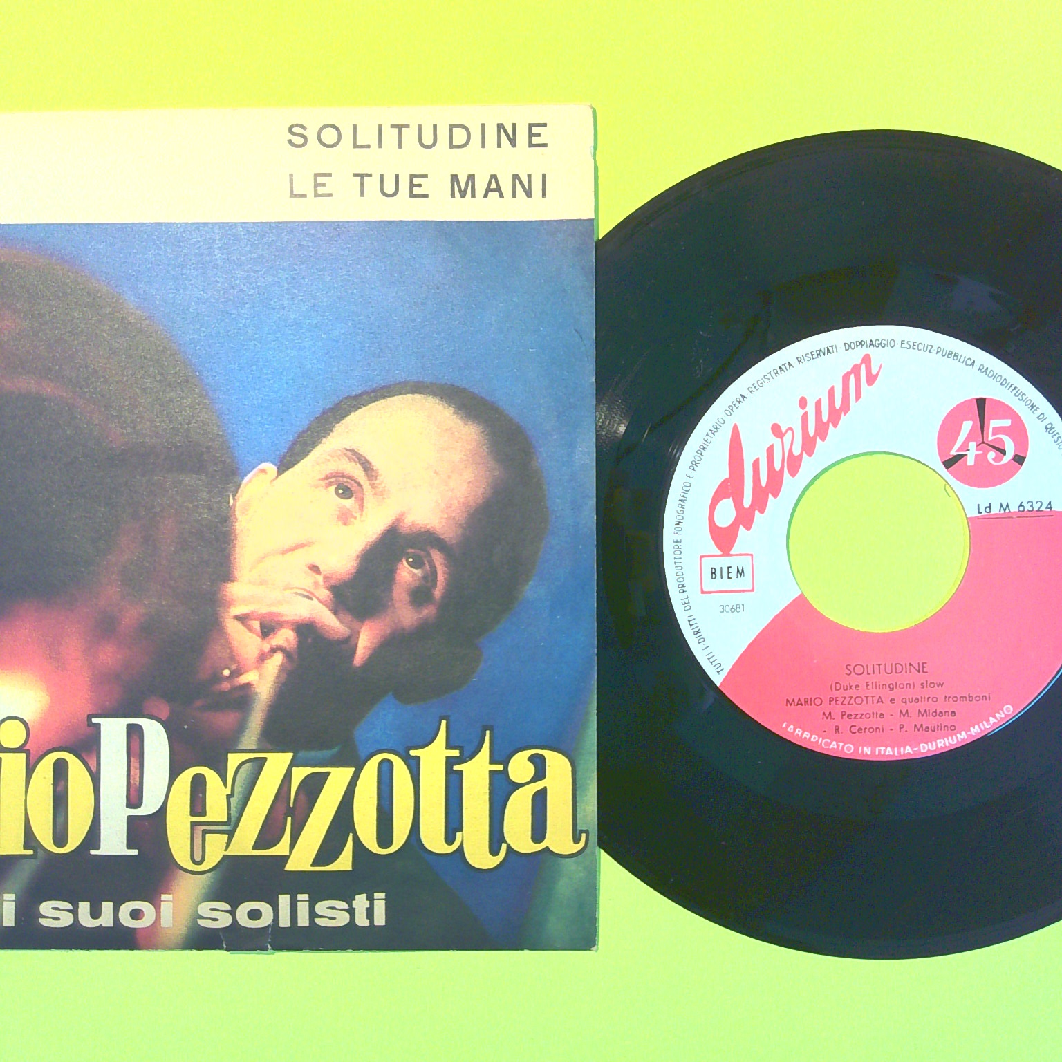 SOLITUDINE/LE TUE MANI MARIO PEZZOTTA 45 GIRI LDM 6324 1958 - immagine 2