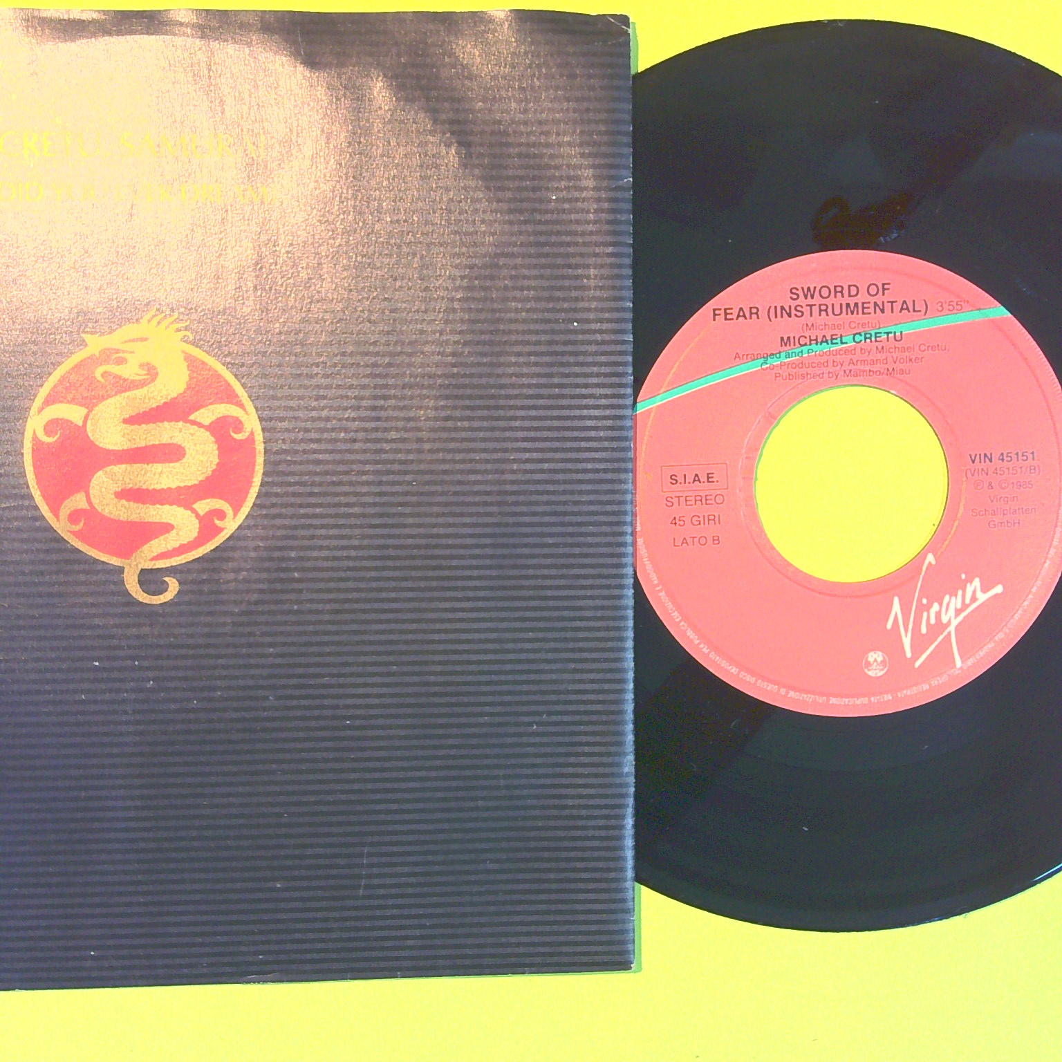 SAMURAI/SWORD OF FEAR MICHAEL CRETU 45 GIRI VIN 45151 1985 - immagine 2