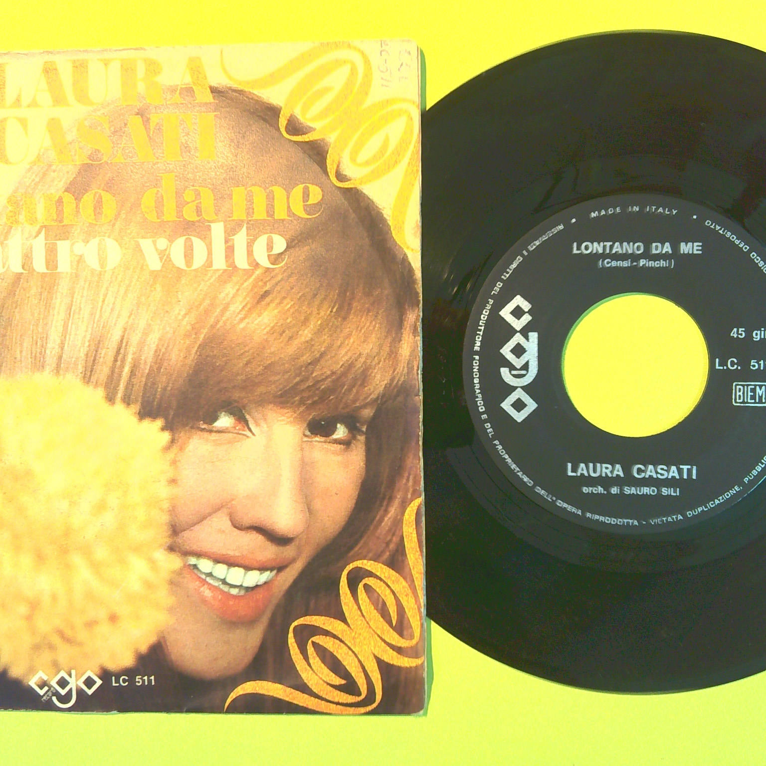 LONTANO DA ME/QUATTRO VOLTE LAURA CASATI 45 GIRI L.C. 511 1968 - immagine 2