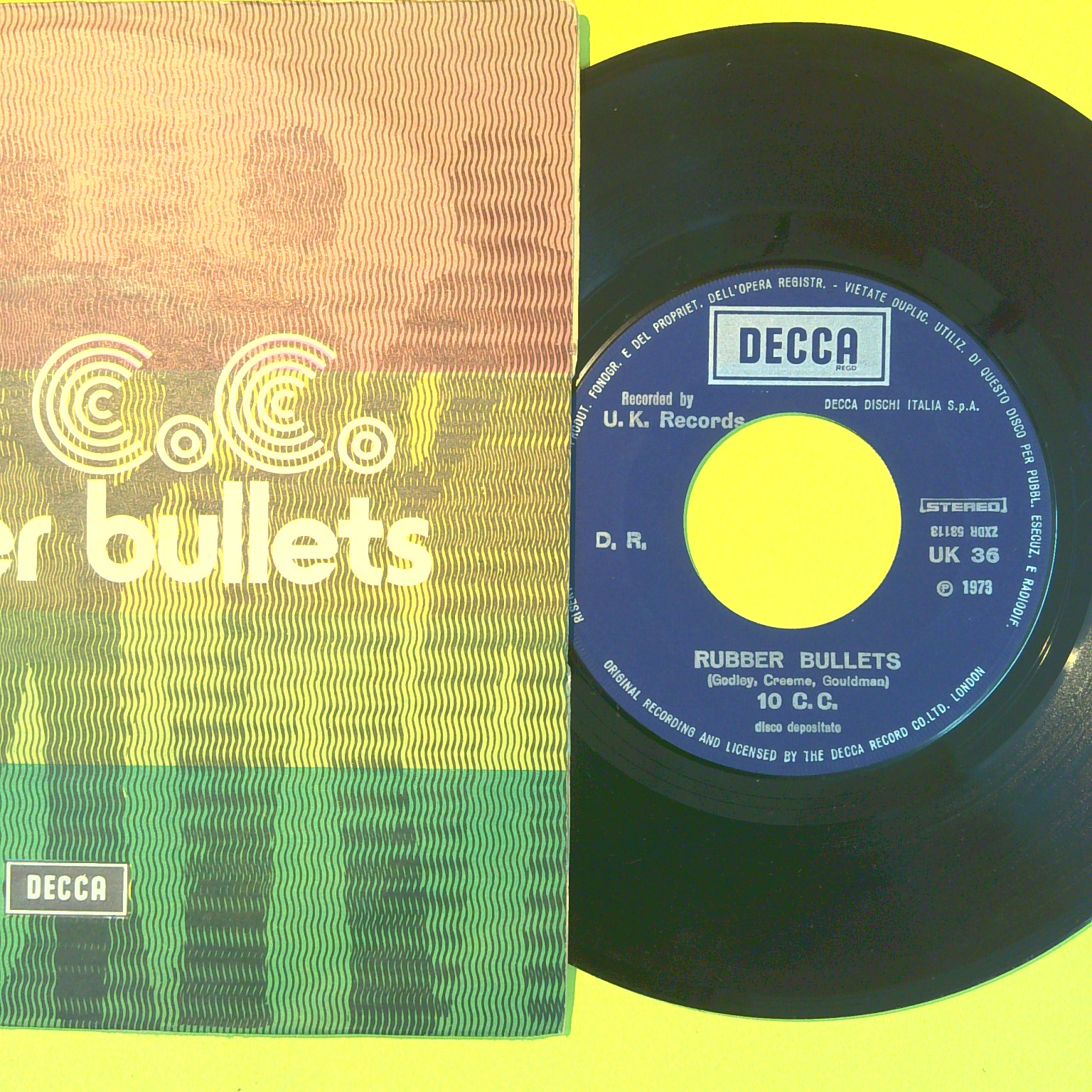 RUBBER BULLETS/WATERFALL 10 C.C. 45 GIRI DECCA UK 36 1973 - immagine 2