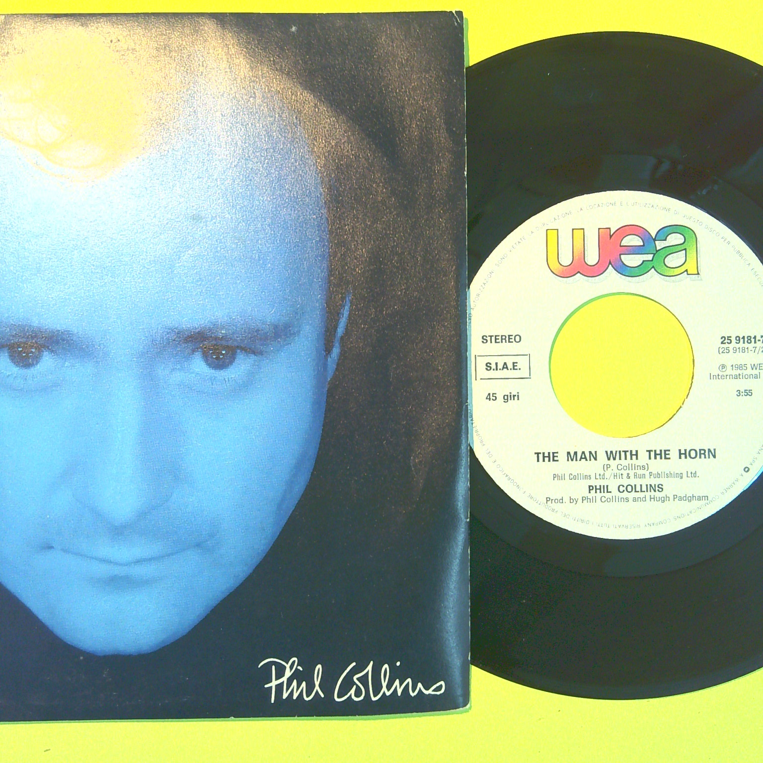 SUSSUDIO/THE MAN WITH THE HORN PHIL COLLINS 45 GIRI WEA 25 9181-7 1985 - immagine 2