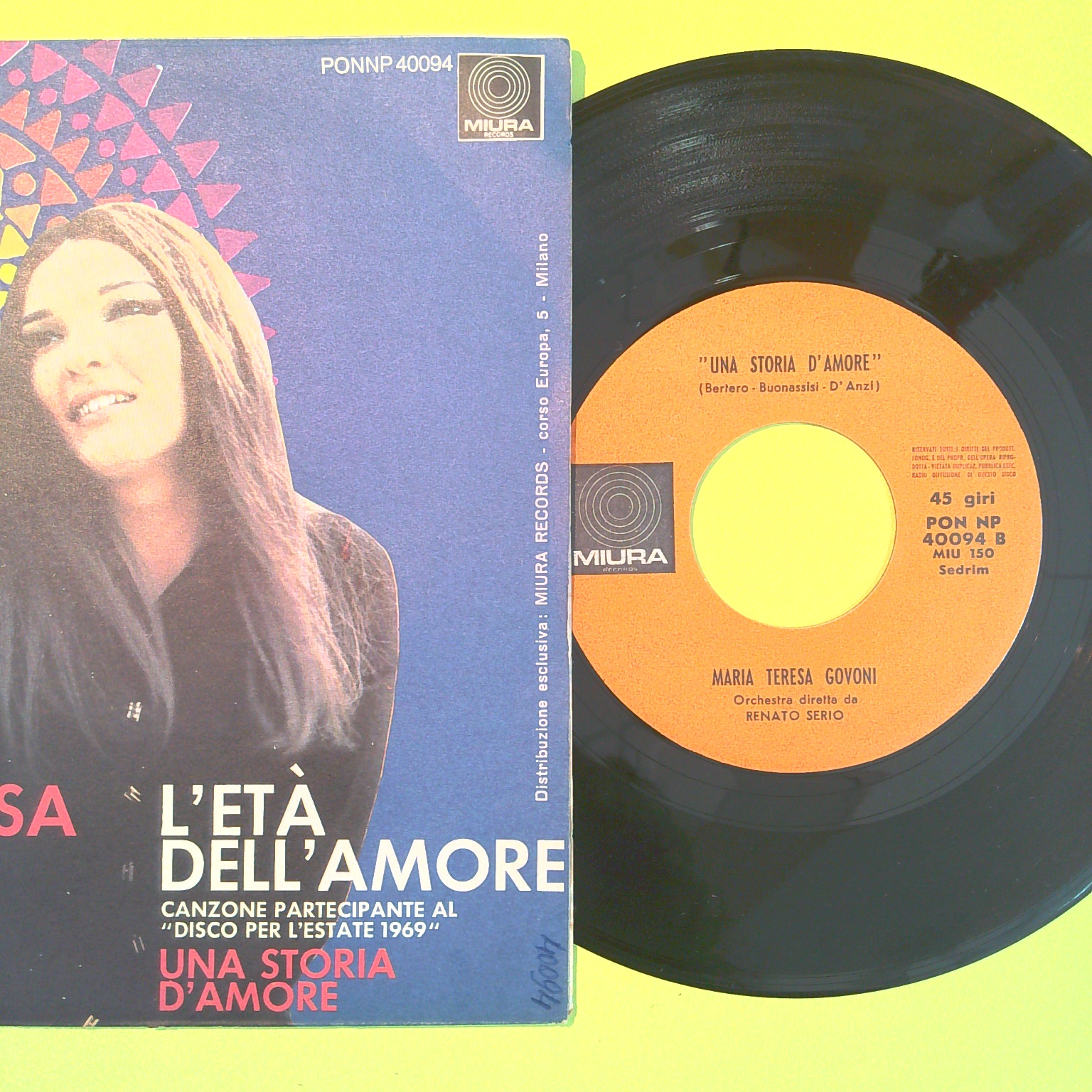 L'ETÀ DELL'AMORE/UNA STORIA D'AMORE MARIA TERESA GOVONI 45 GIRI PONNP 400941 969 - immagine 2