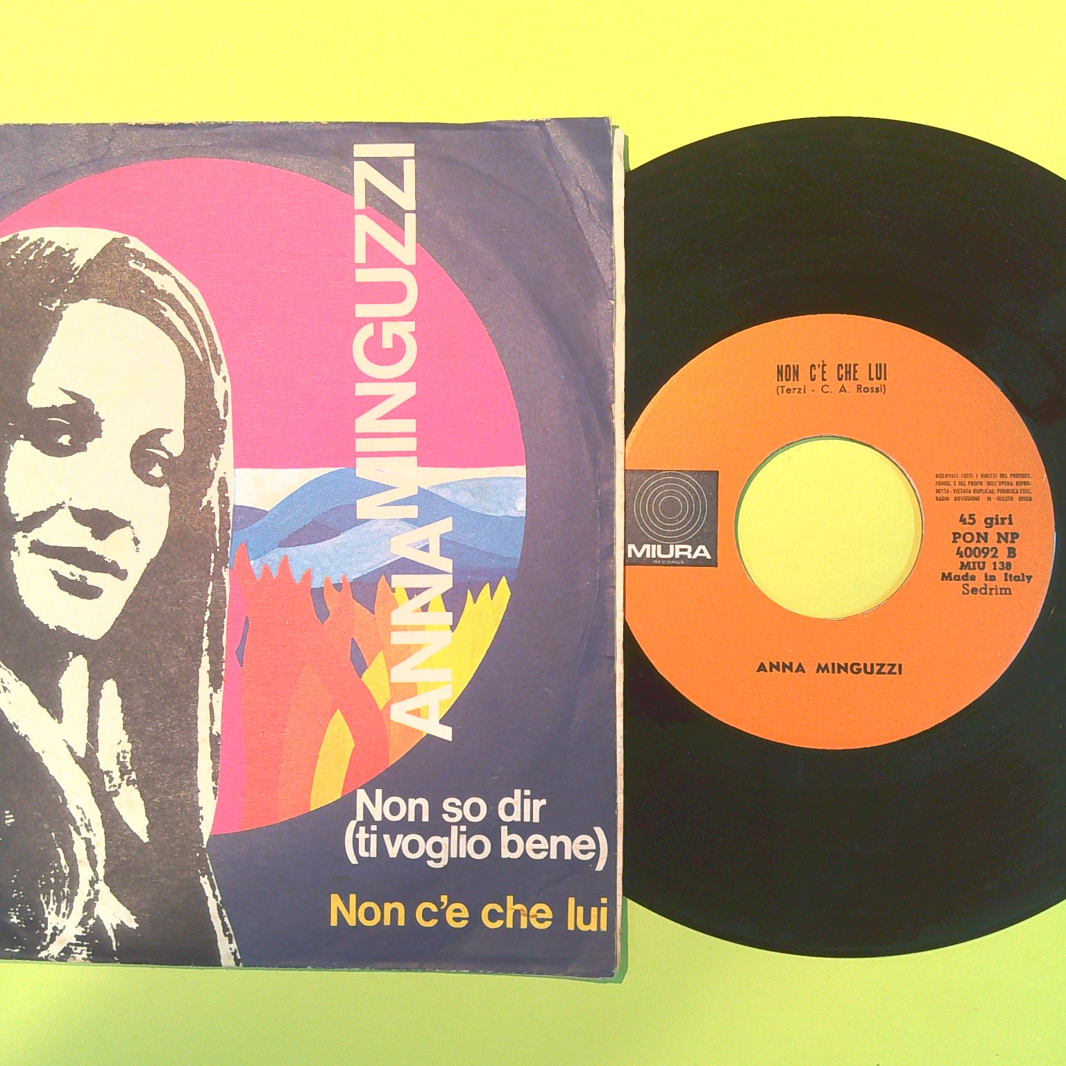 NON SO DIR TI VOGLIO BENE/NON C'È CHE LUI ANNA MINGUZZI 45 GIRI PON NP 40092 1969 - immagine 2