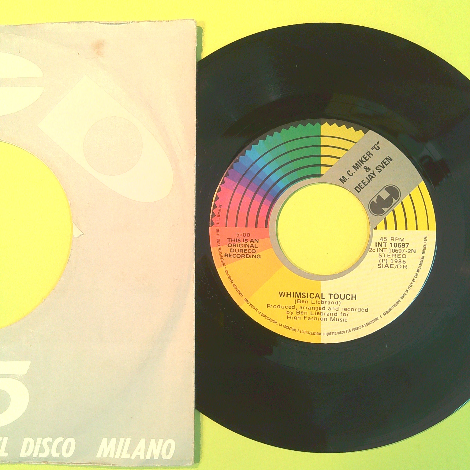 HOLIDAY RAP/WHIMSICAL TOUCH 45 GIRI INT 10697 1986