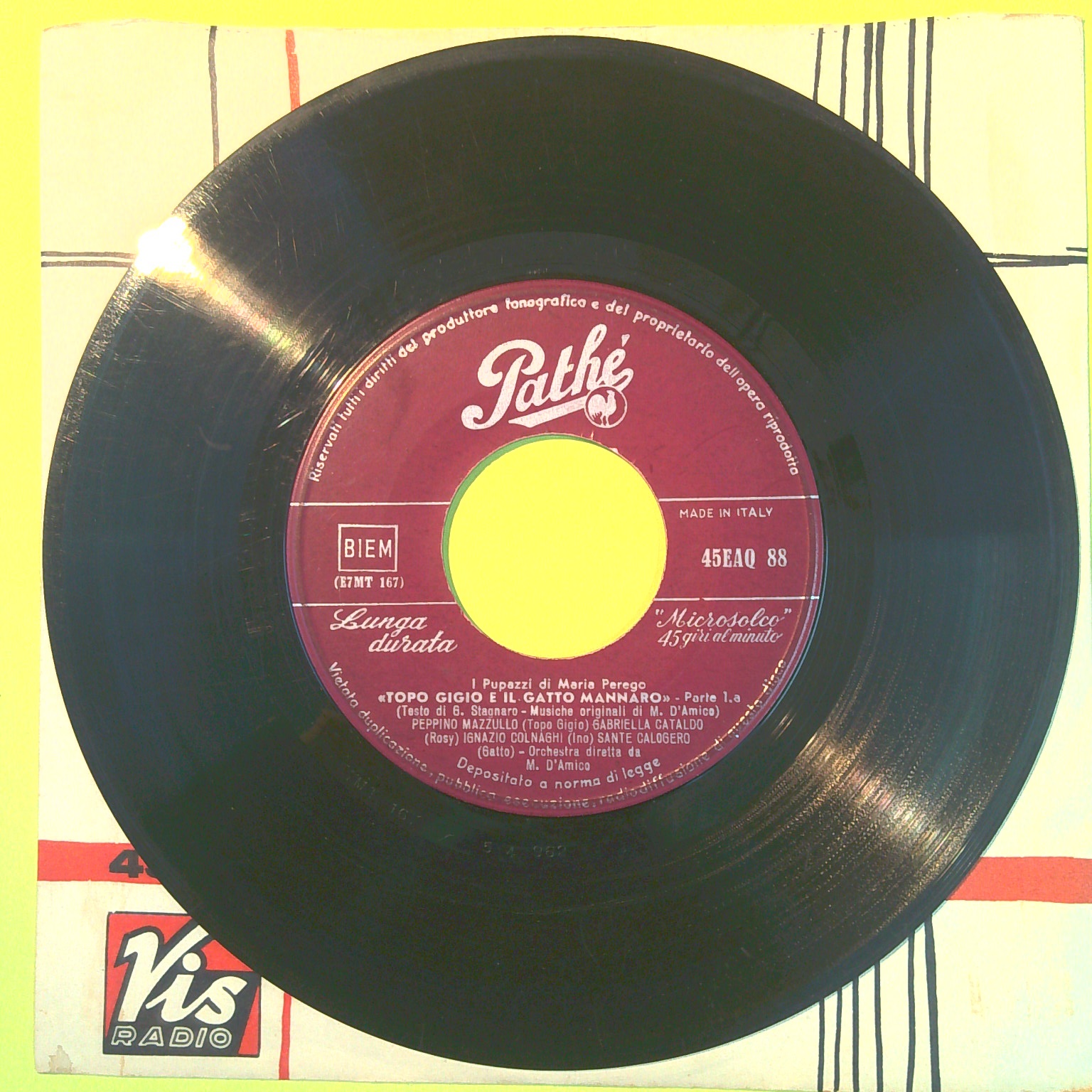 TOPO GIGIO E IL GATTO MANNARO 45 GIRI PATHÈ 45EAQ 1962