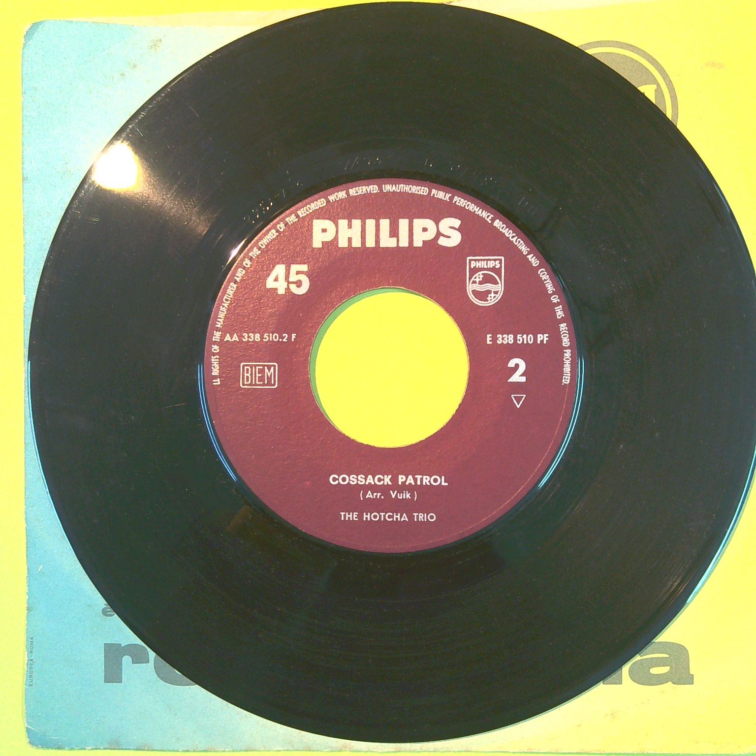 COSSACK PATROL/LE GRISBI 45 GIRI PHILIPS EE 338 510 PF 1962