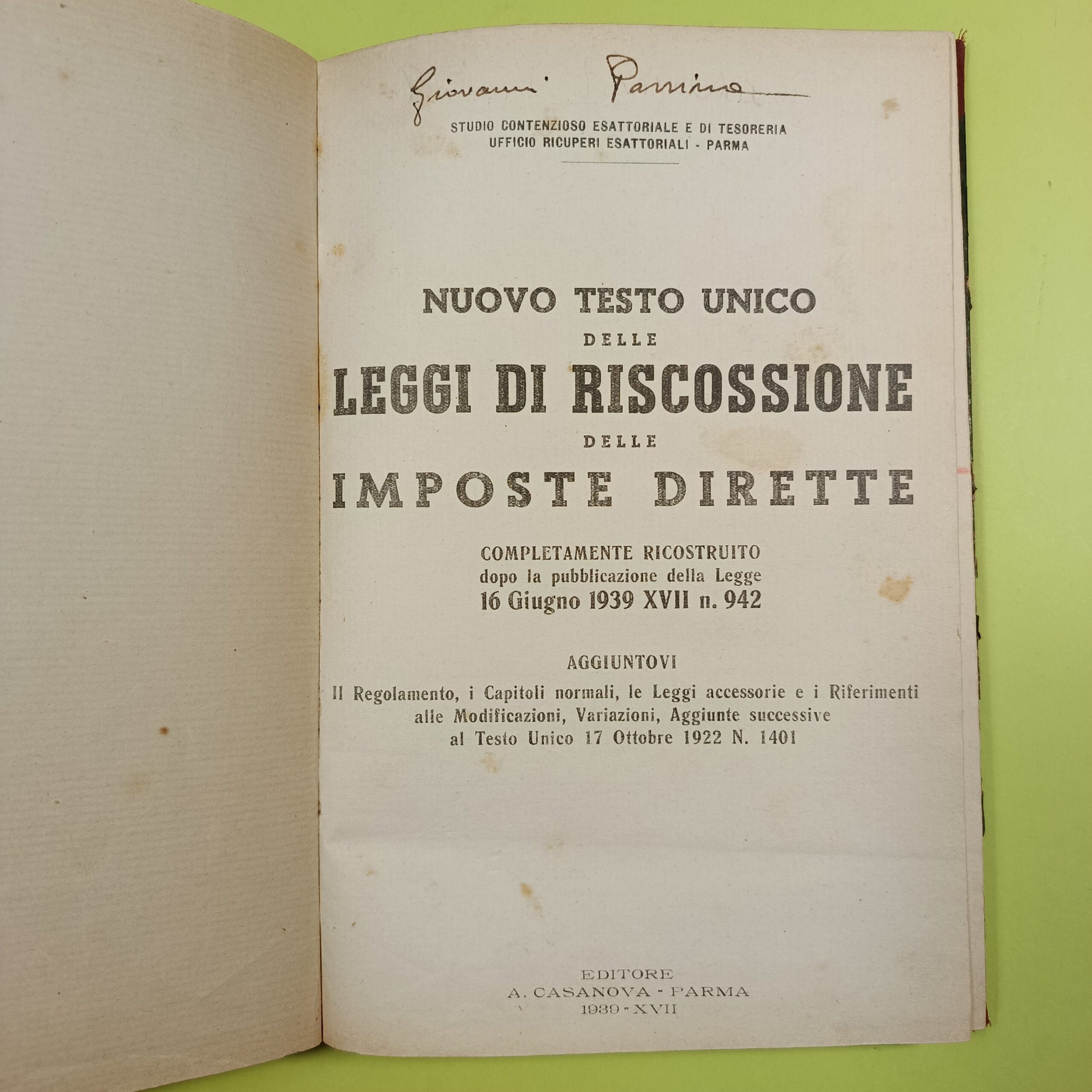 LEGGI DI RISCOSSIONE DELLE IMPOSTE DIRETTE 1939 - immagine 2