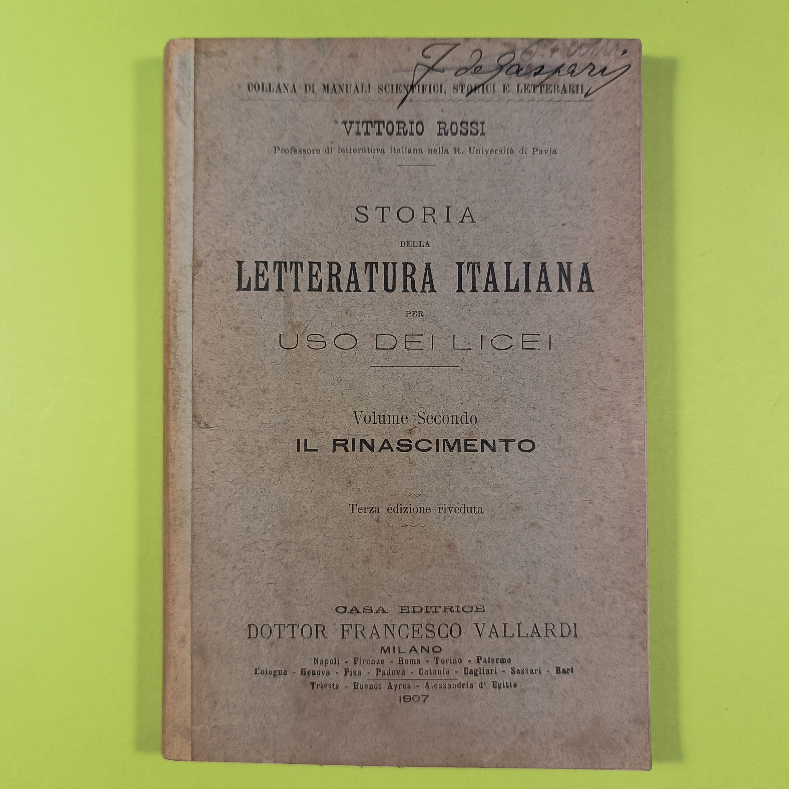 STORIA DELLA LETTERATURA ITALIANA PER USO DEI LICEI VOL II
